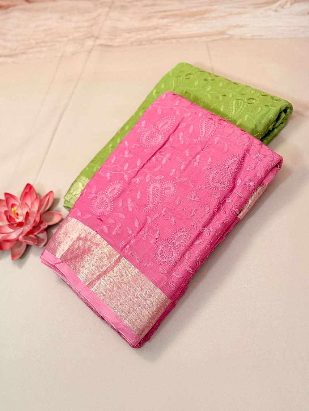 Pure crepe with self embroidery