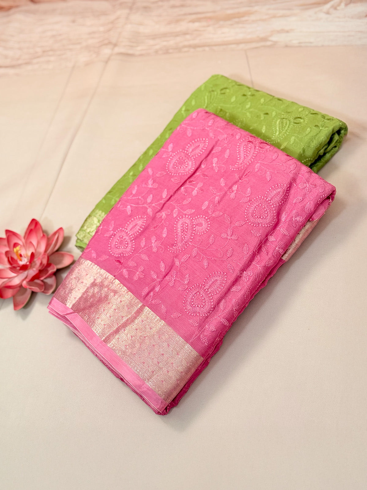 Pure crepe with self embroidery