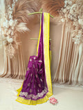semi katan silk with contrast border
