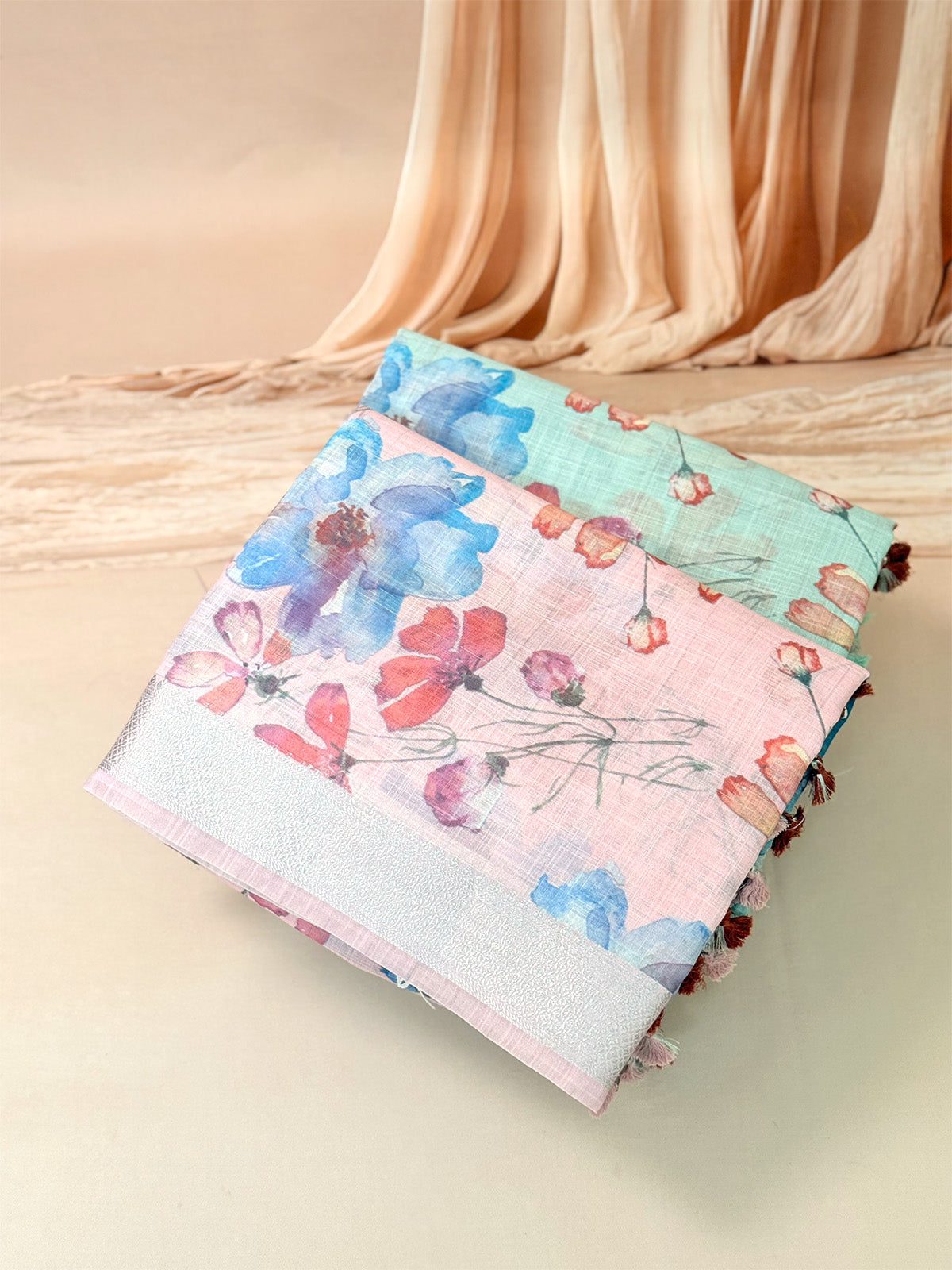 Pure linen with digital floral print